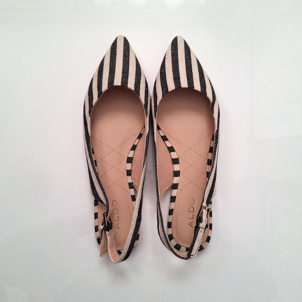 Aldo Striped Sling Back Flats NWOT